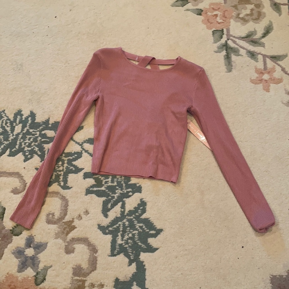 pink long sleeve cropped shirt